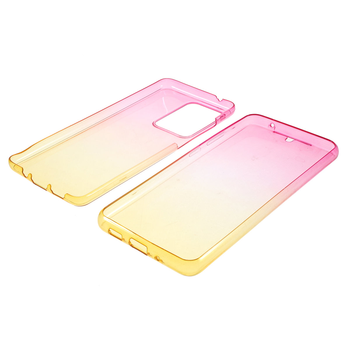 Gradient Color TPU Shell Front + Back Full Protection Phone Casing for Samsung Galaxy S20 Ultra - Rose / Yellow