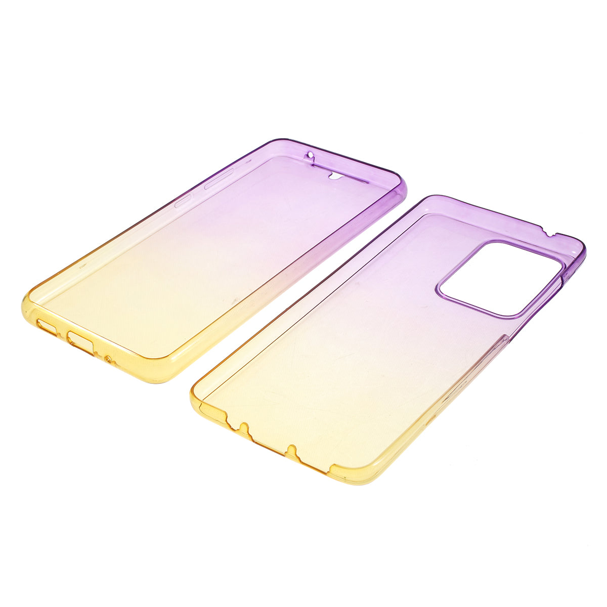 Gradient Color TPU Shell Front + Back Full Protection Phone Casing for Samsung Galaxy S20 Ultra - Purple / Yellow