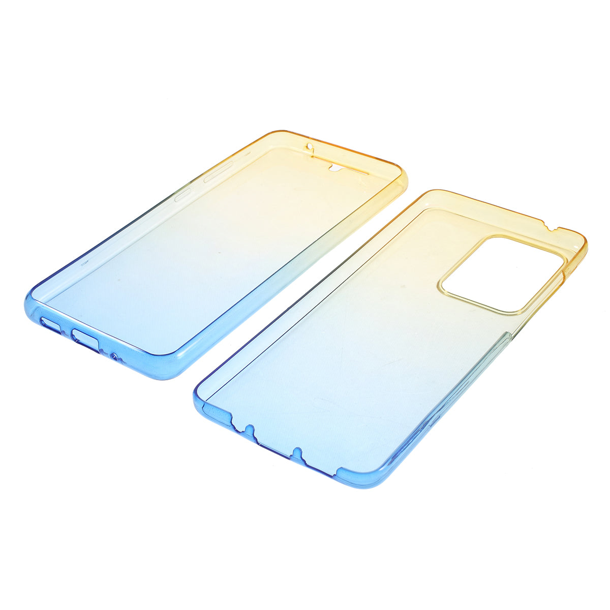 Gradient Color TPU Shell Front + Back Full Protection Phone Casing for Samsung Galaxy S20 Ultra - Yellow / Blue