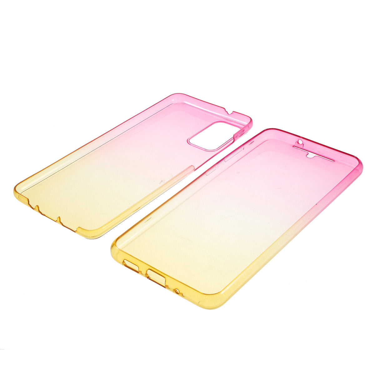 Gradient Color Front + Back 2-Piece Full Protection TPU Case for Samsung Galaxy S20 Plus - Rose / Yellow