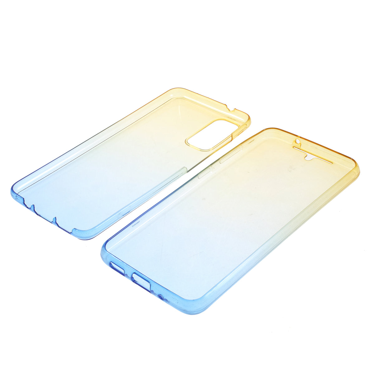 Gradient Color All-wrapped 2-Piece TPU Mobile Case for Samsung Galaxy S20 4G/S20 5G - Yellow / Blue