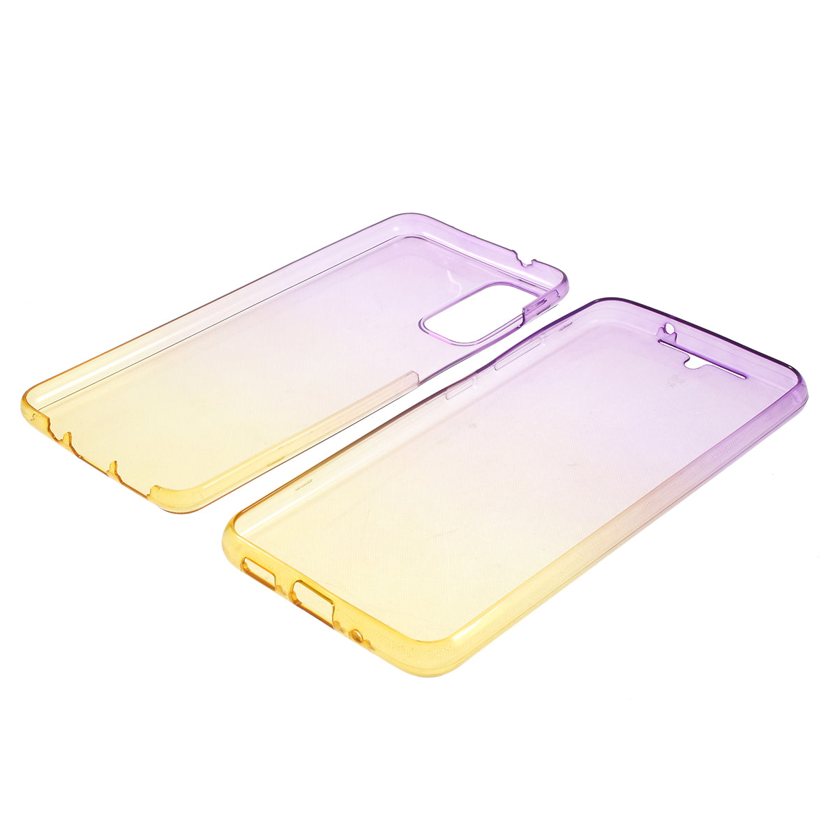 Gradient Color All-wrapped 2-Piece TPU Mobile Case for Samsung Galaxy S20 4G/S20 5G - Purple / Yellow