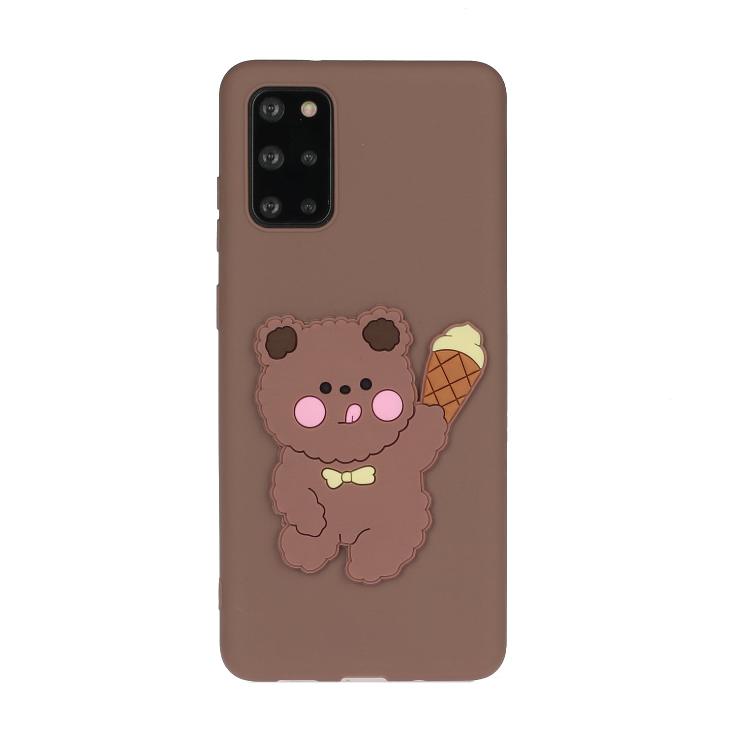 Animal Logo Decor TPU Phone Case Cover for Samsung Galaxy S20 Plus / S20 Plus 5G - Bear Eating Ice Cream