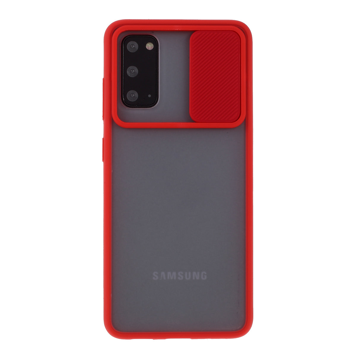 Matte PC + TPU Shell with Slide Camera Cover for Samsung Galaxy S20 4G/S20 5G - Red