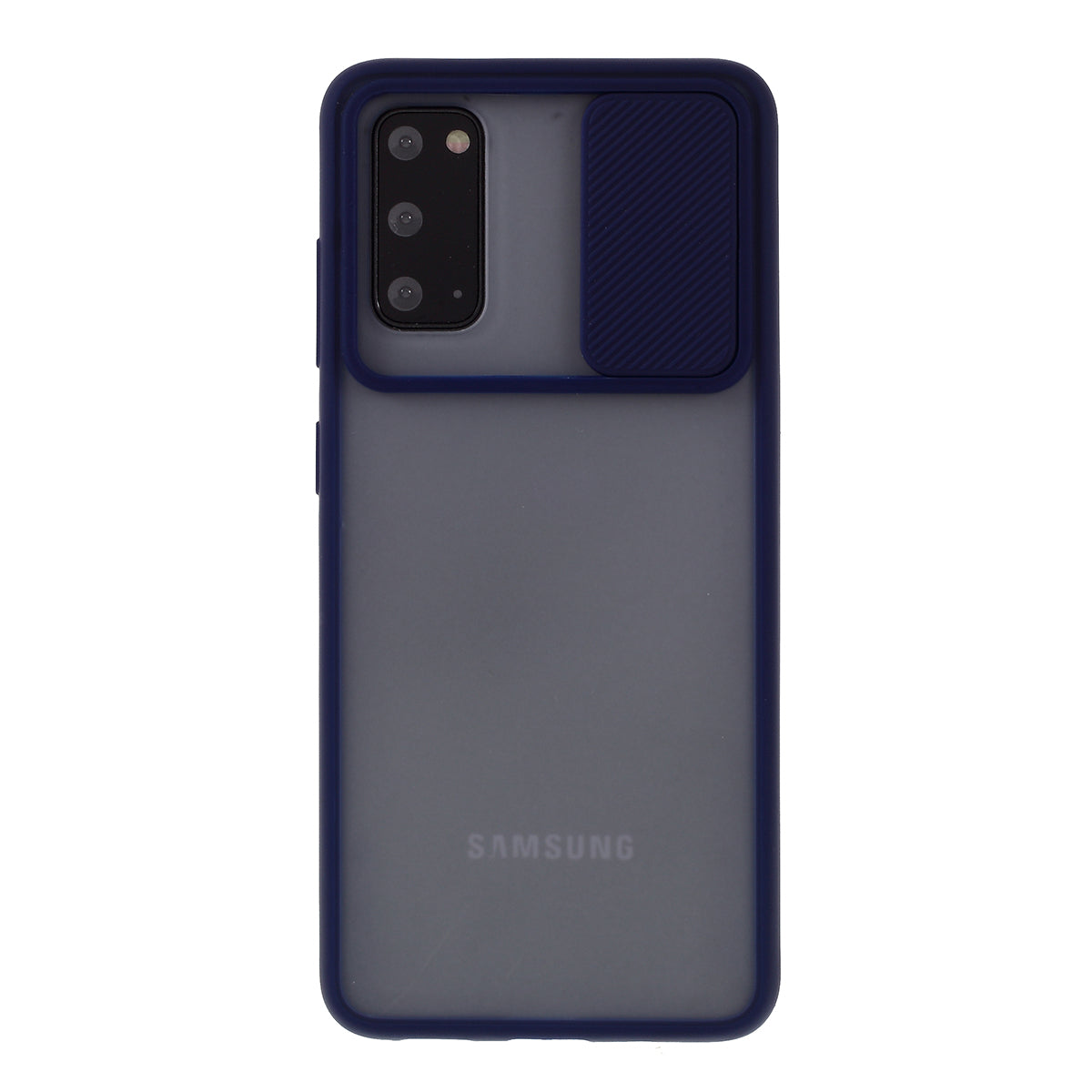 Matte PC + TPU Shell with Slide Camera Cover for Samsung Galaxy S20 4G/S20 5G - Dark Blue