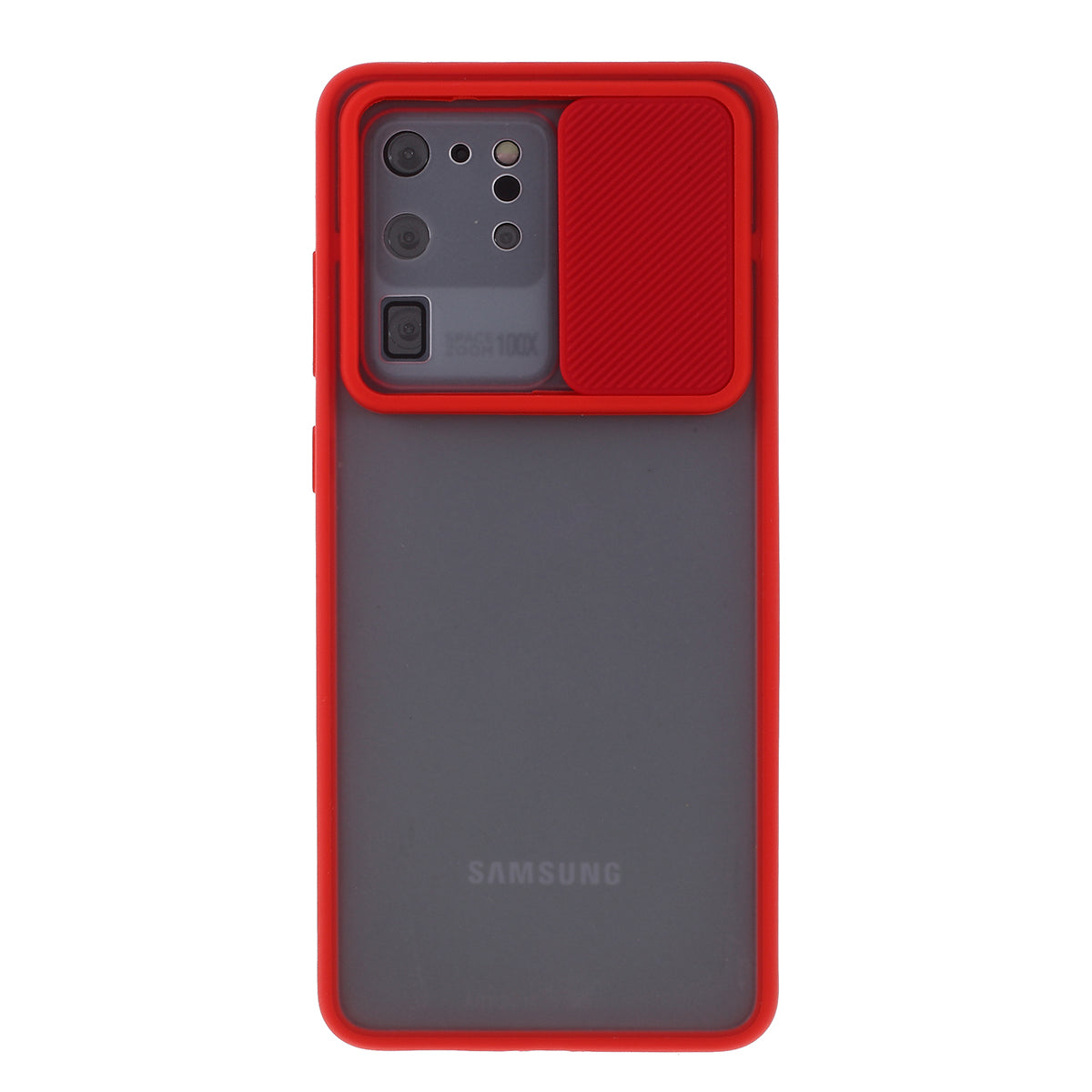 PC + TPU Matte Case with Slide Camera Shell for Samsung Galaxy S20 Ultra - Red