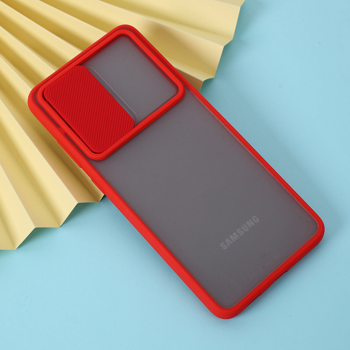 PC + TPU Matte Case with Slide Camera Shell for Samsung Galaxy S20 Ultra - Red