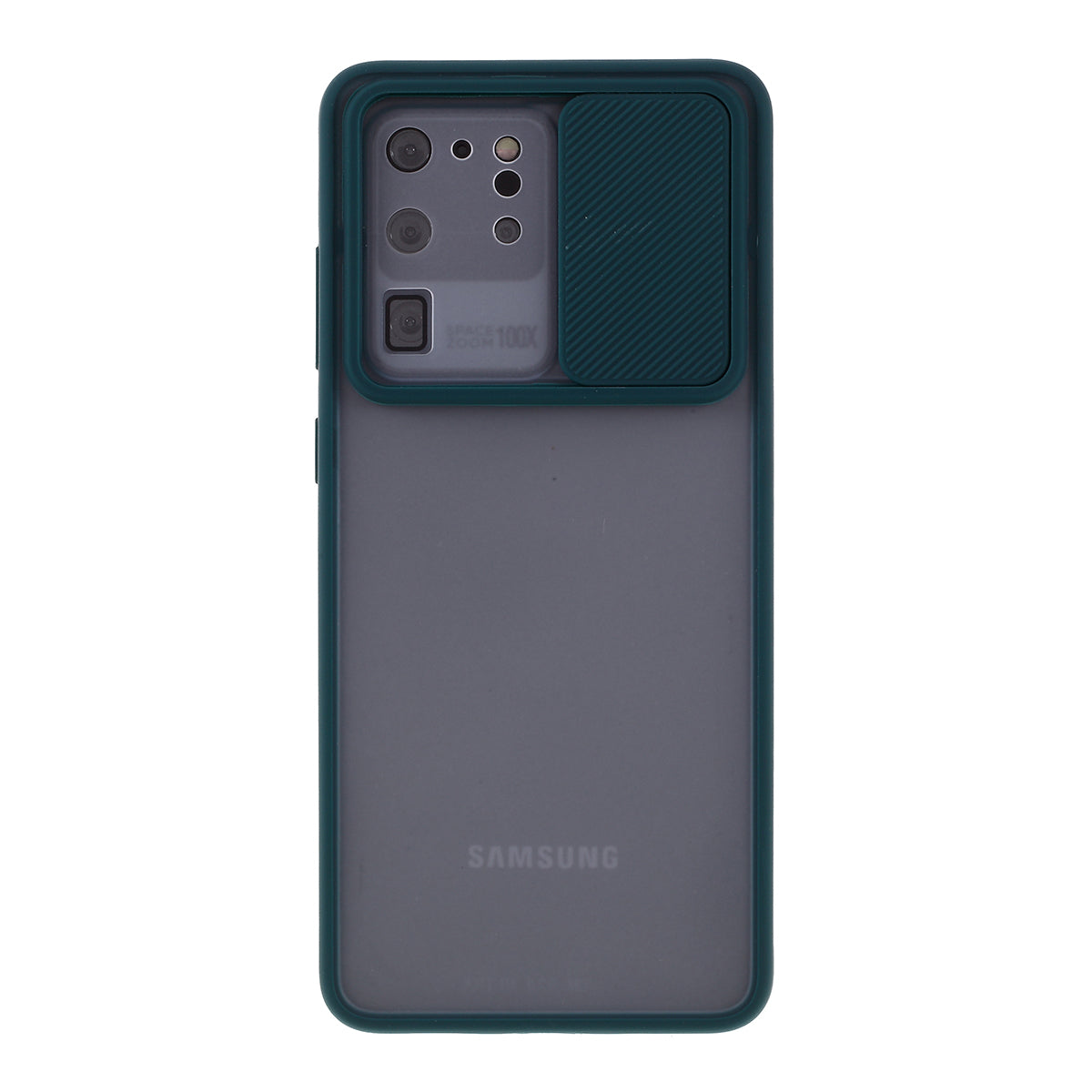 PC + TPU Matte Case with Slide Camera Shell for Samsung Galaxy S20 Ultra - Dark Green