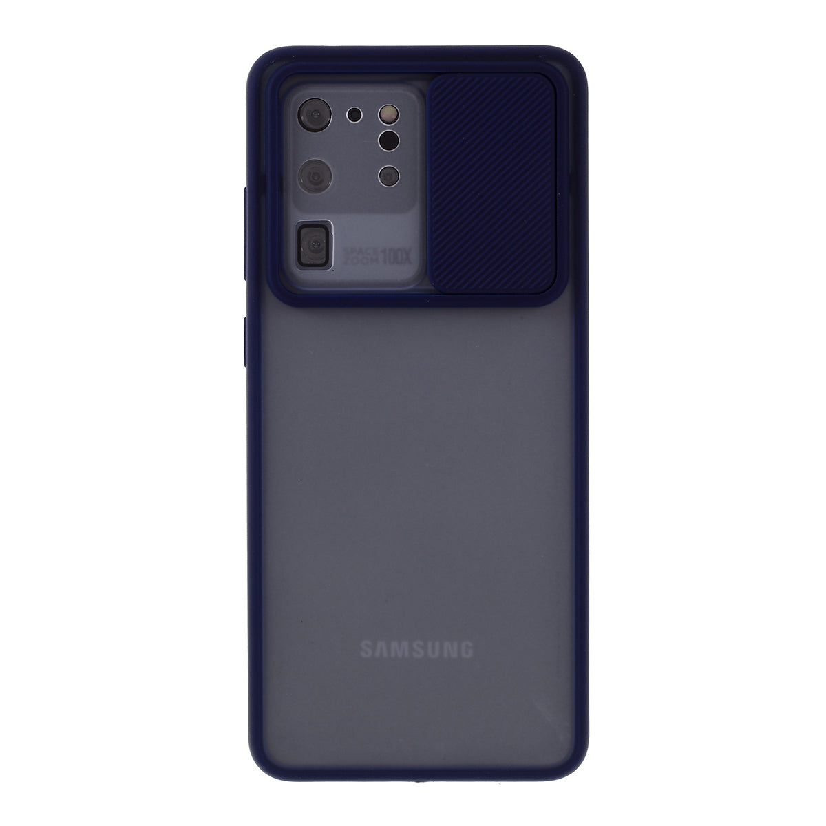 PC + TPU Matte Case with Slide Camera Shell for Samsung Galaxy S20 Ultra - Dark Blue