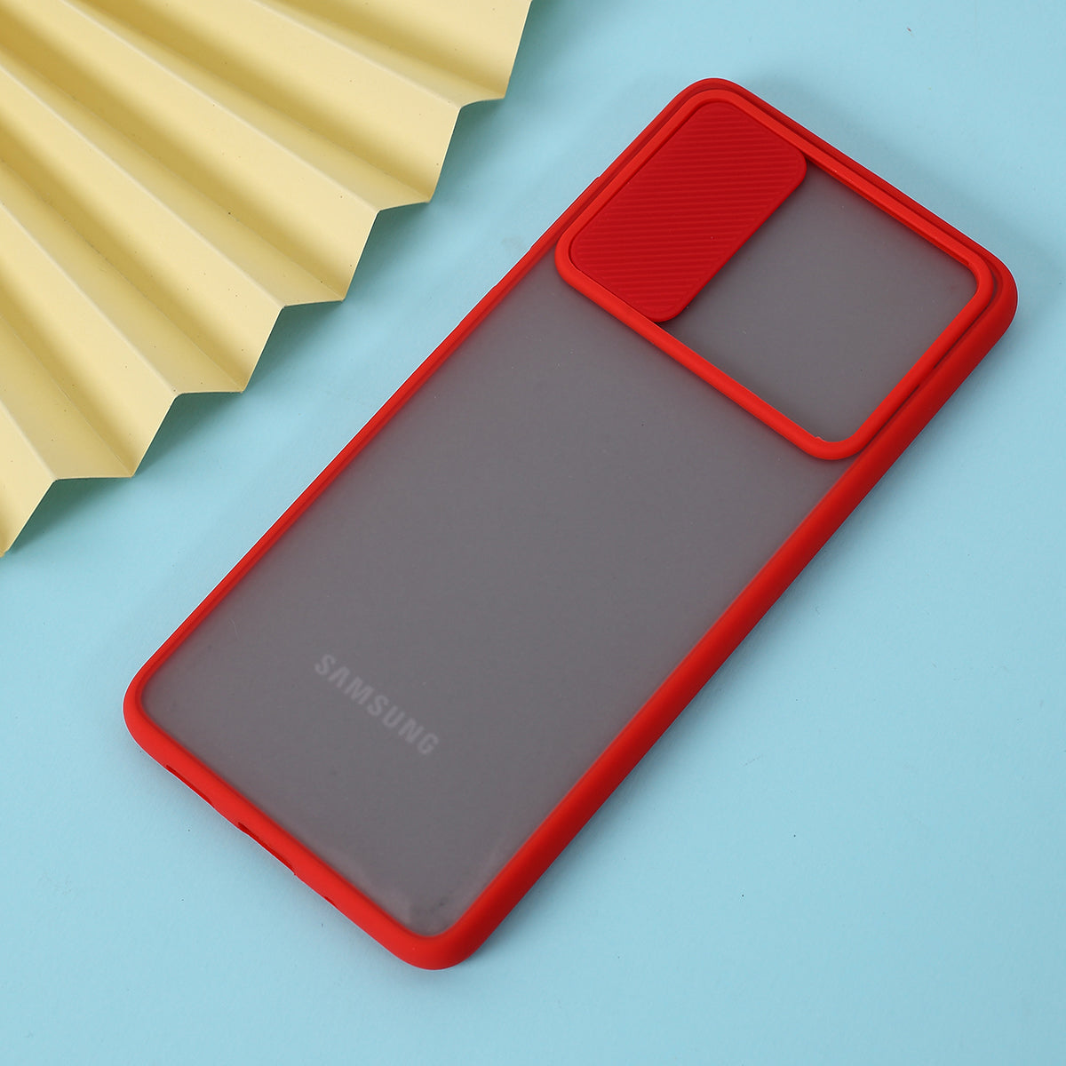 Matte PC + TPU Phone Case with Slide Camera Cover for Samsung Galaxy S20 Plus - Red