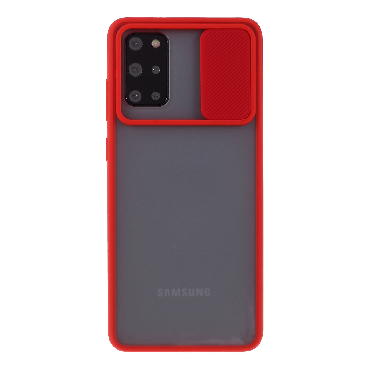 Matte PC + TPU Phone Case with Slide Camera Cover for Samsung Galaxy S20 Plus - Red