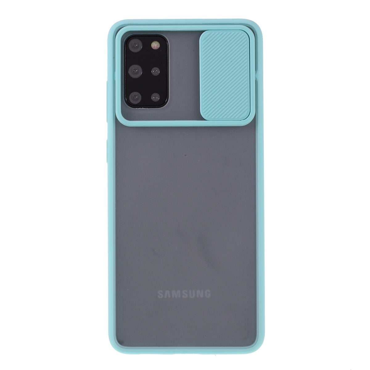 Matte PC + TPU Phone Case with Slide Camera Cover for Samsung Galaxy S20 Plus - Cyan