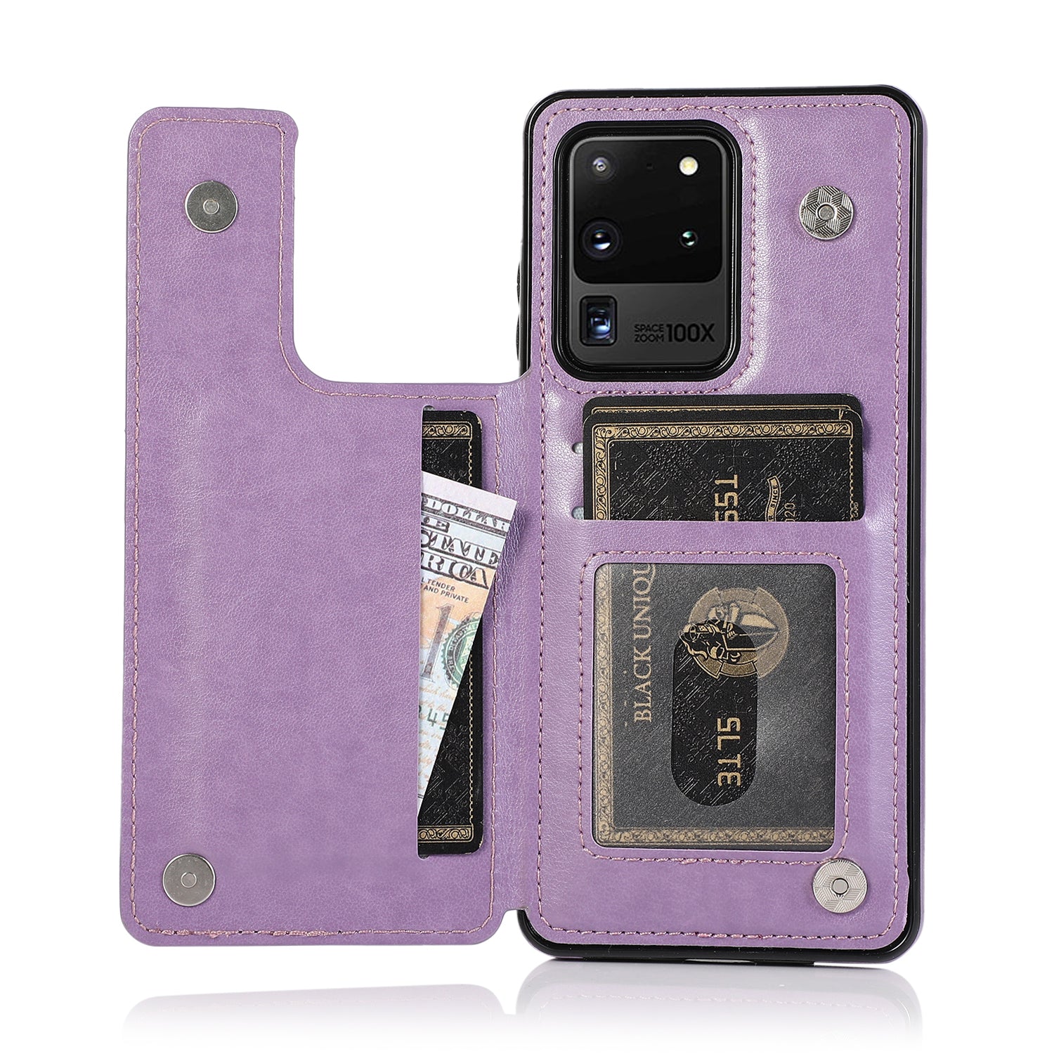 Imprint Mandala Flower PU Leather + TPU Cover for Samsung Galaxy S20 Ultra - Purple