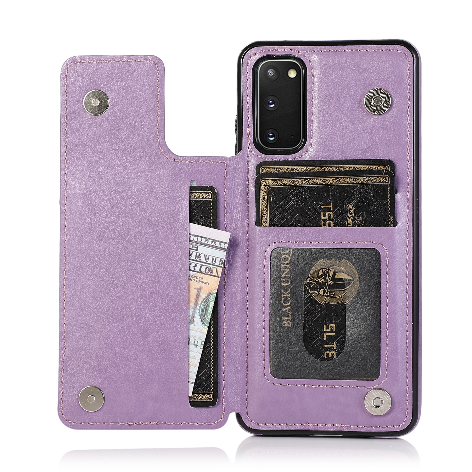 Imprint Mandala Flower PU Leather + TPU Phone Casing for Samsung Galaxy S20 4G/S20 5G - Purple