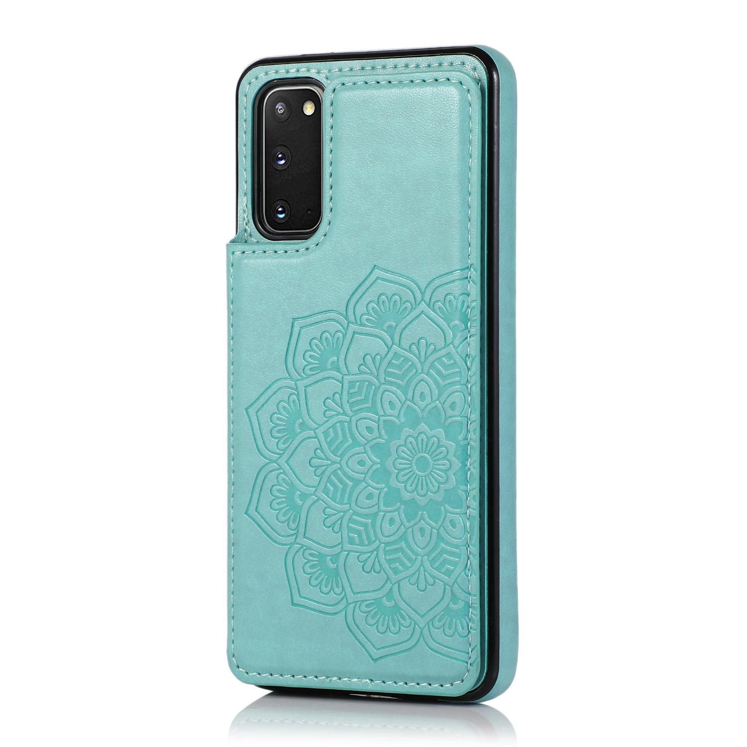 Imprint Mandala Flower PU Leather + TPU Phone Casing for Samsung Galaxy S20 4G/S20 5G - Sky Blue