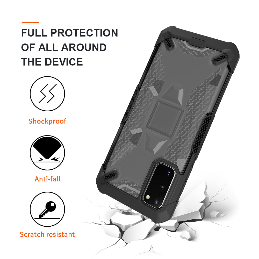 Robot Series Shockproof Anti-dropping TPU Phone Case for Samsung Galaxy S20 4G/S20 5G - Black/Transparent Grey