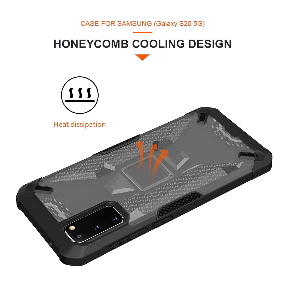 Robot Series Shockproof Anti-dropping TPU Phone Case for Samsung Galaxy S20 4G/S20 5G - Black/Transparent Grey