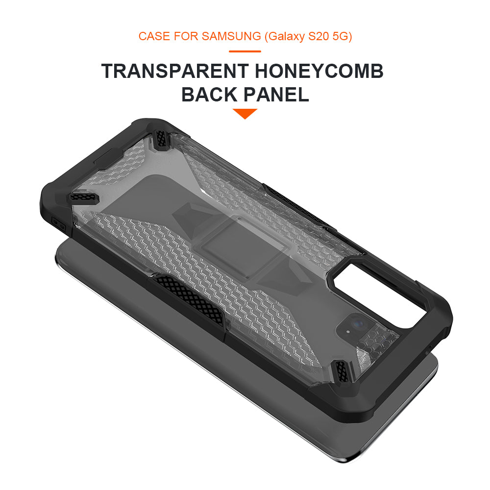 Robot Series Shockproof Anti-dropping TPU Phone Case for Samsung Galaxy S20 4G/S20 5G - Black/Transparent Grey