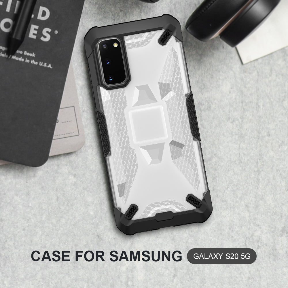 Robot Series Shockproof Anti-dropping TPU Phone Case for Samsung Galaxy S20 4G/S20 5G - Black/Transparent