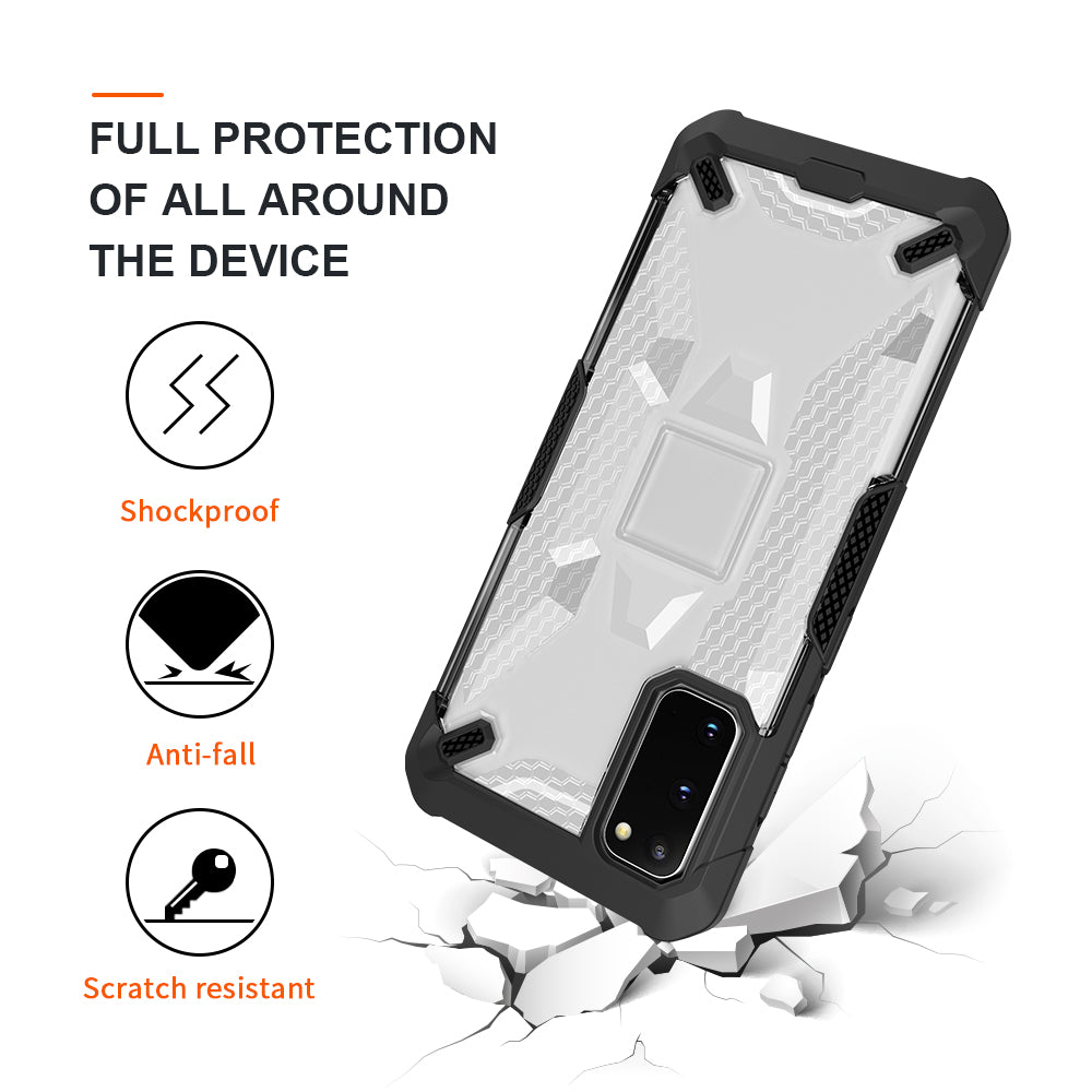 Robot Series Shockproof Anti-dropping TPU Phone Case for Samsung Galaxy S20 4G/S20 5G - Black/Transparent