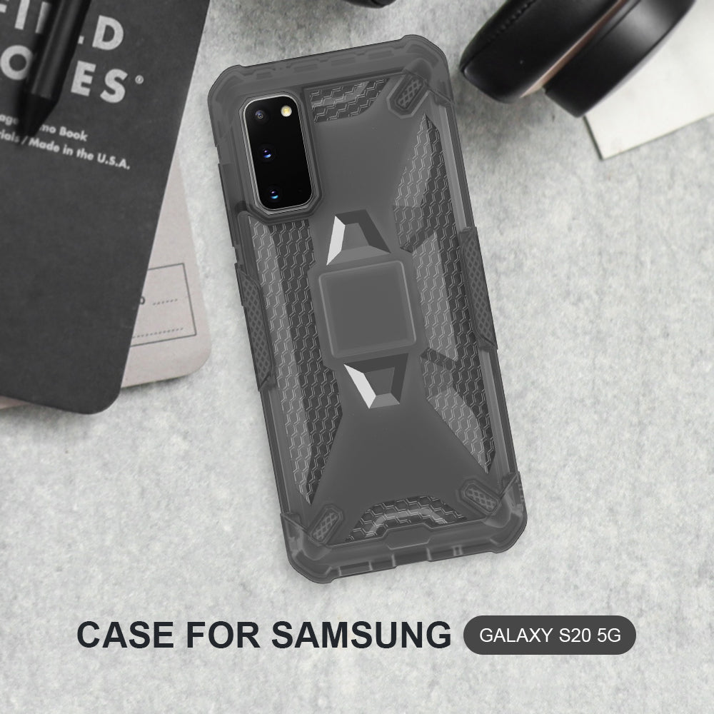 Robot Series Shockproof Anti-dropping TPU Phone Case for Samsung Galaxy S20 4G/S20 5G - Transparent Grey