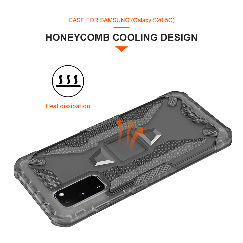 Robot Series Shockproof Anti-dropping TPU Phone Case for Samsung Galaxy S20 4G/S20 5G - Transparent Grey