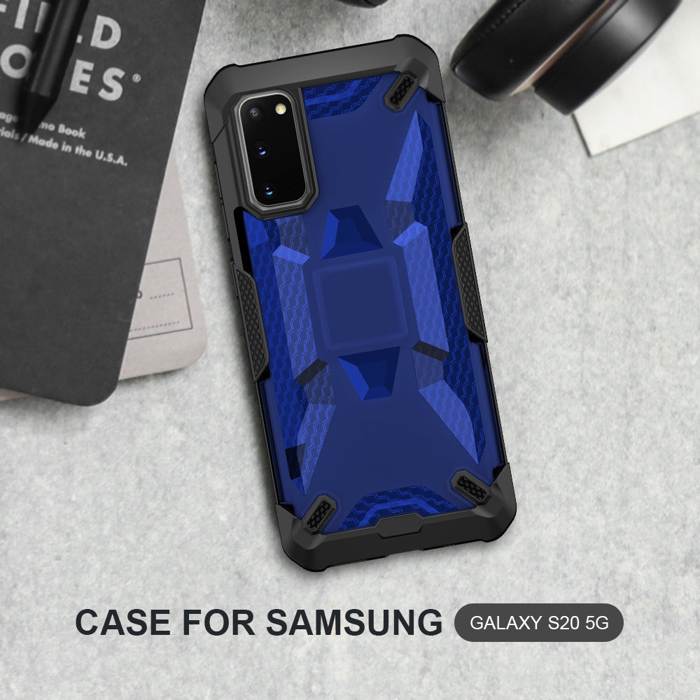 Robot Series Shockproof Anti-dropping TPU Phone Case for Samsung Galaxy S20 4G/S20 5G - Black/Transparent Blue