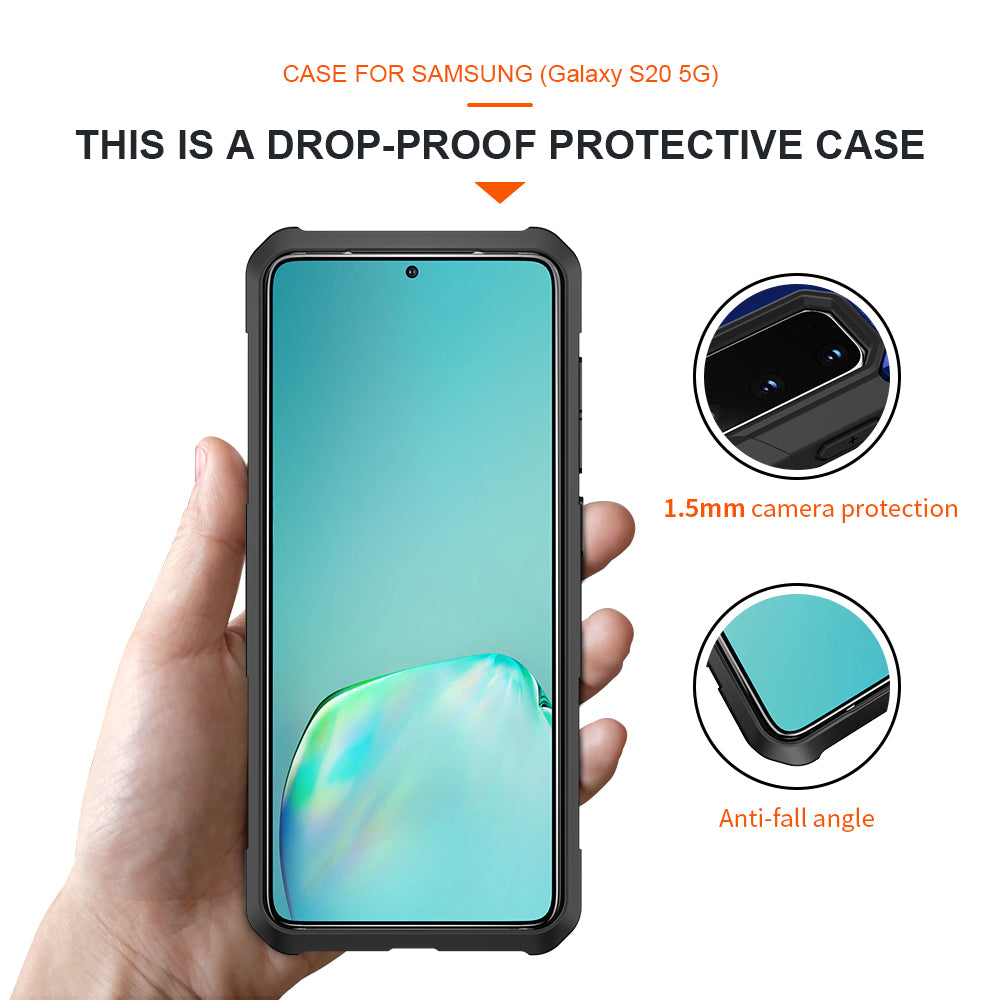 Robot Series Shockproof Anti-dropping TPU Phone Case for Samsung Galaxy S20 4G/S20 5G - Black/Transparent Blue