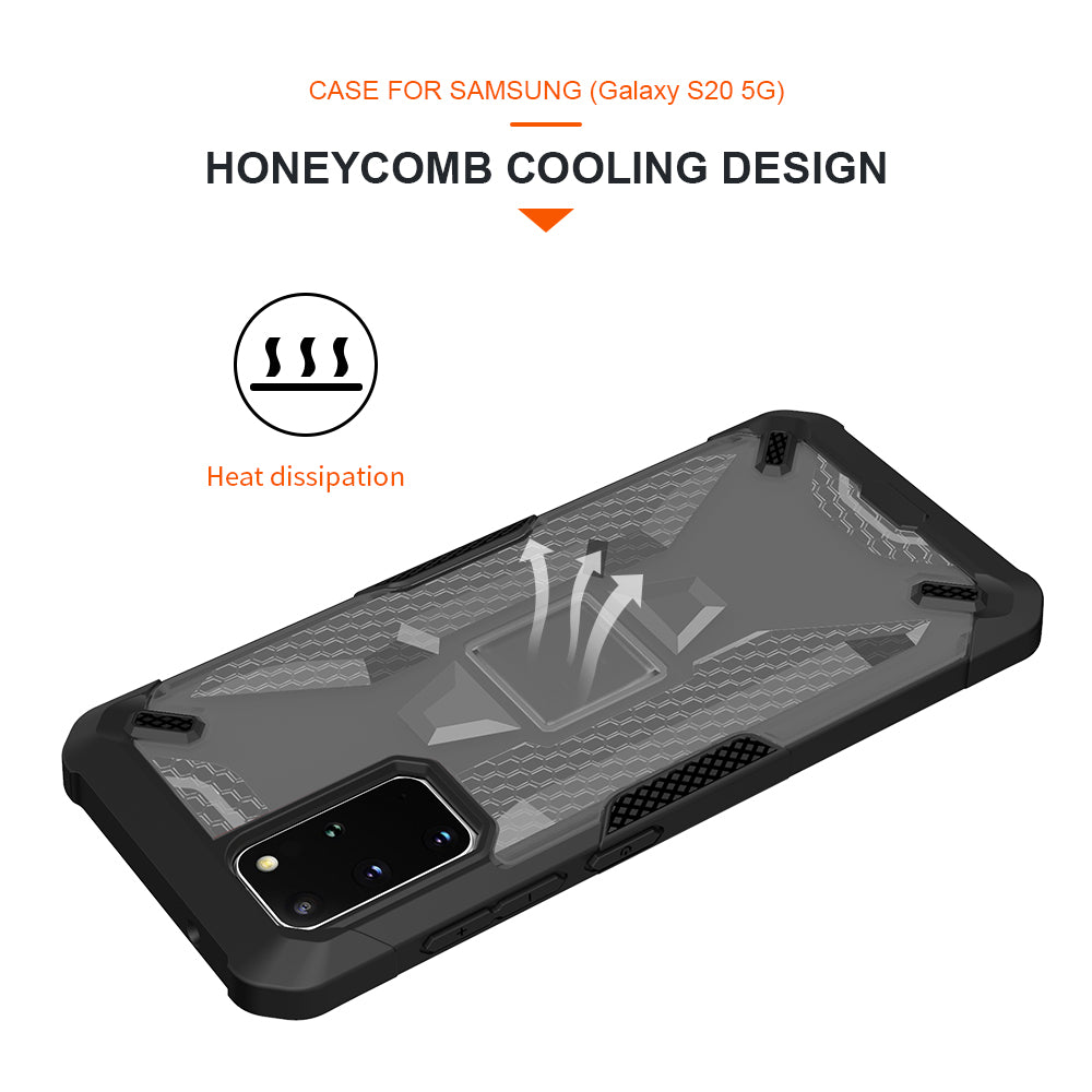 Robot Series Shockproof Anti-dropping TPU Phone Shell for Samsung Galaxy S20 Plus - Black/Transparent Grey