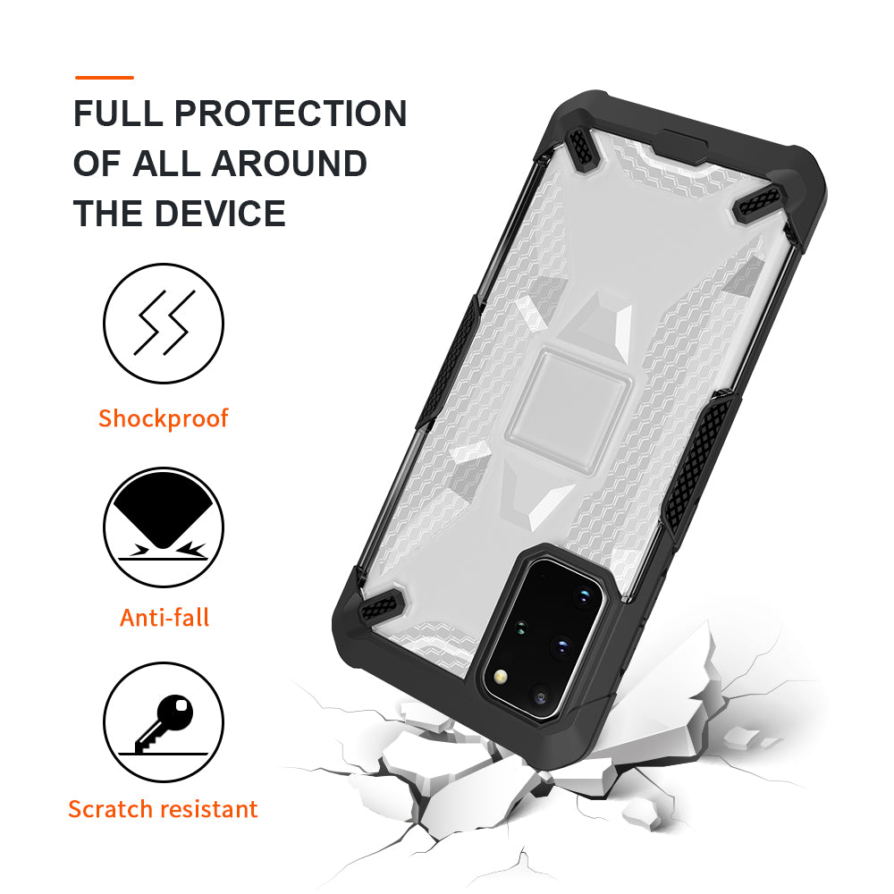 Robot Series Shockproof Anti-dropping TPU Phone Shell for Samsung Galaxy S20 Plus - Black/Transparent