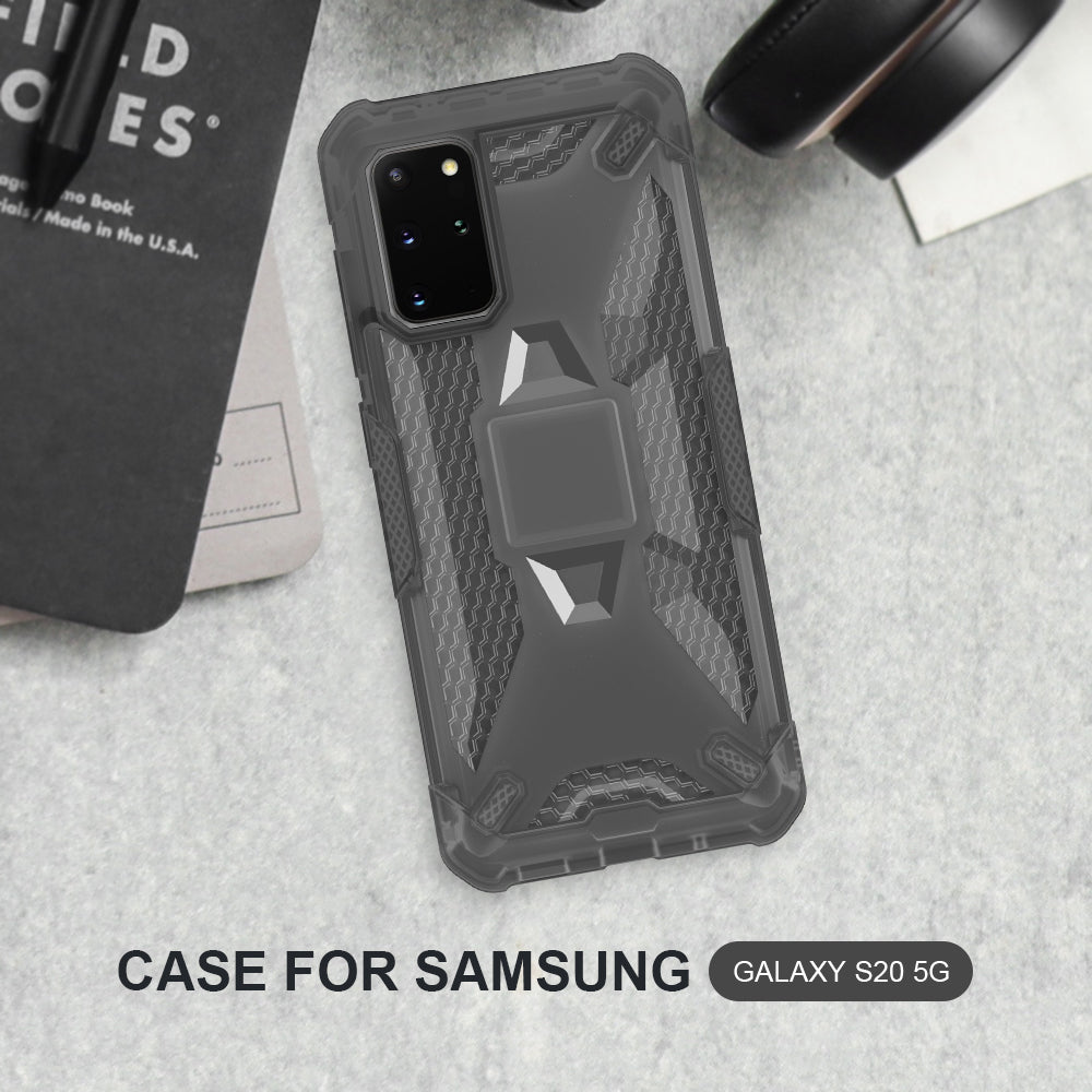 Robot Series Shockproof Anti-dropping TPU Phone Shell for Samsung Galaxy S20 Plus - Transparent Grey