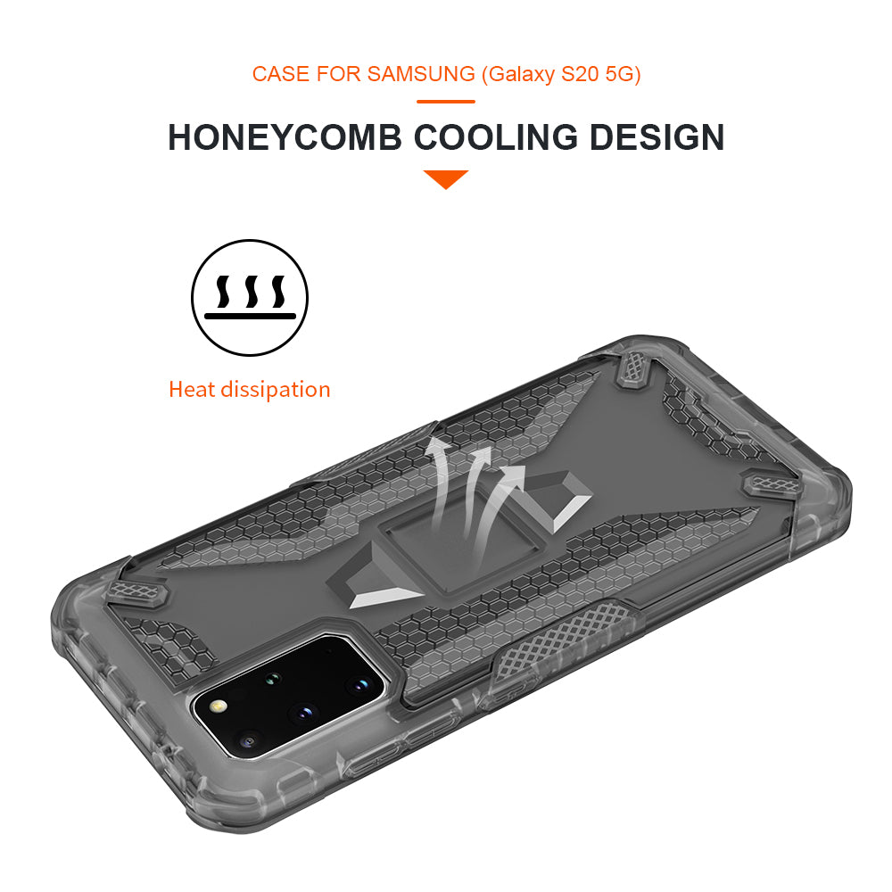 Robot Series Shockproof Anti-dropping TPU Phone Shell for Samsung Galaxy S20 Plus - Transparent Grey