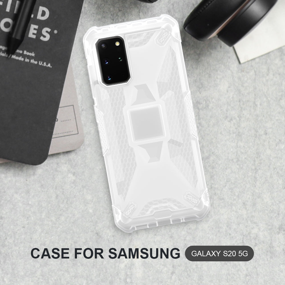 Robot Series Shockproof Anti-dropping TPU Phone Shell for Samsung Galaxy S20 Plus - Transparent