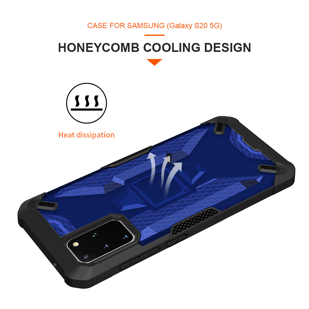 Robot Series Shockproof Anti-dropping TPU Phone Shell for Samsung Galaxy S20 Plus - Black/Transparent Blue