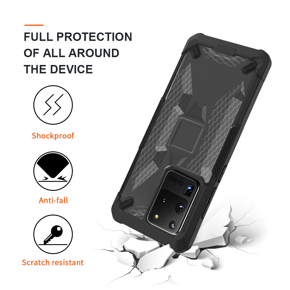 Robot Series Shockproof Anti-dropping TPU Phone Cover for Samsung Galaxy S20 Ultra - Black/Transparent Grey