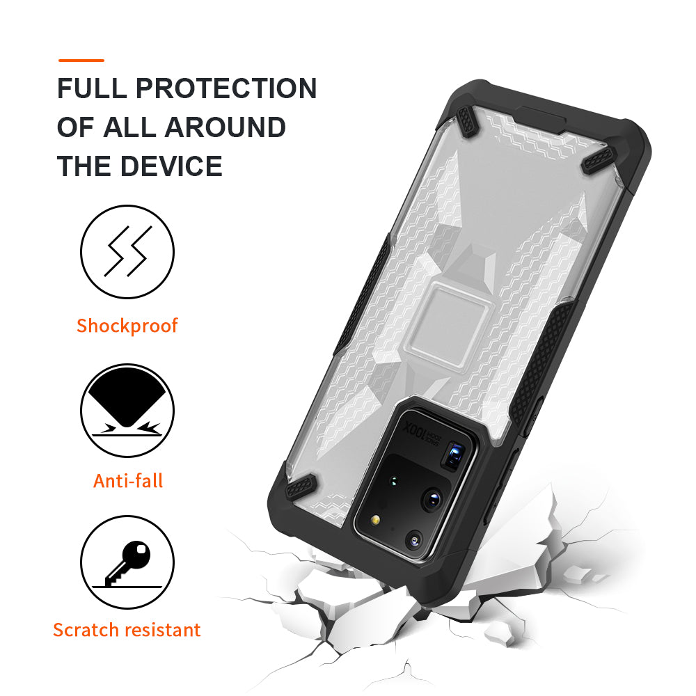 Robot Series Shockproof Anti-dropping TPU Phone Cover for Samsung Galaxy S20 Ultra - Black/Transparent