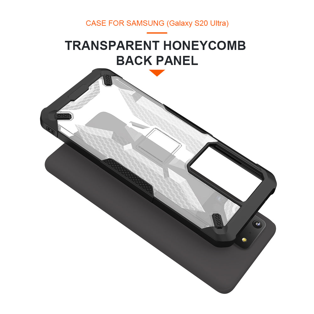 Robot Series Shockproof Anti-dropping TPU Phone Cover for Samsung Galaxy S20 Ultra - Black/Transparent