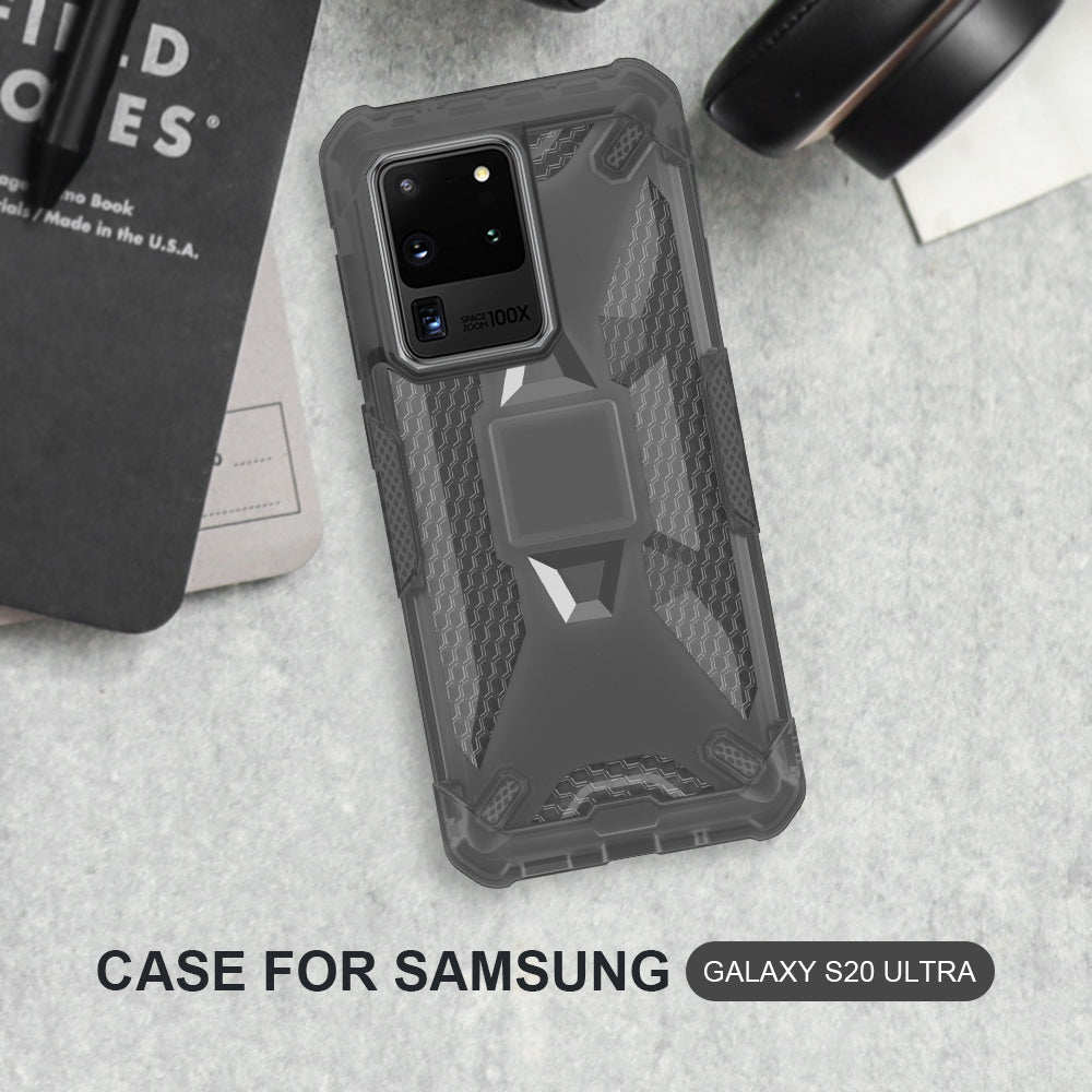 Robot Series Shockproof Anti-dropping TPU Phone Cover for Samsung Galaxy S20 Ultra - Transparent Grey