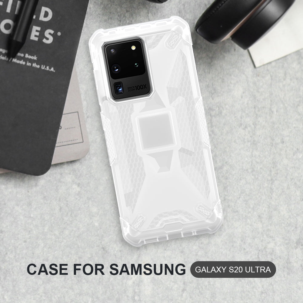 Robot Series Shockproof Anti-dropping TPU Phone Cover for Samsung Galaxy S20 Ultra - Transparent