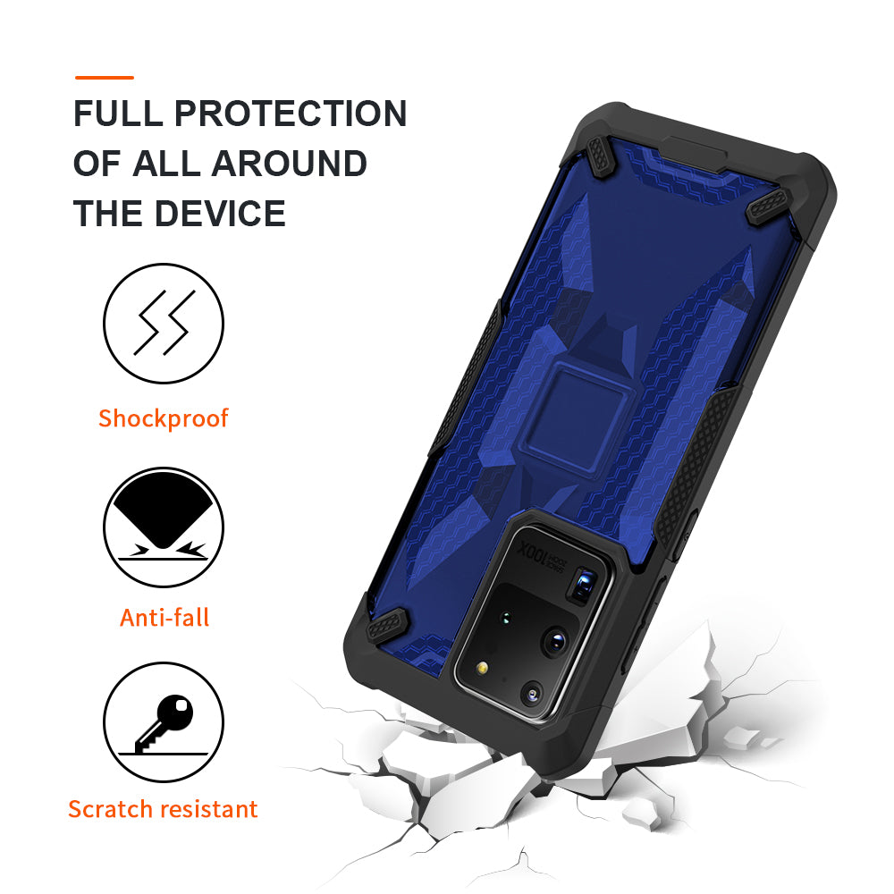 Robot Series Shockproof Anti-dropping TPU Phone Cover for Samsung Galaxy S20 Ultra - Black/Transparent Blue