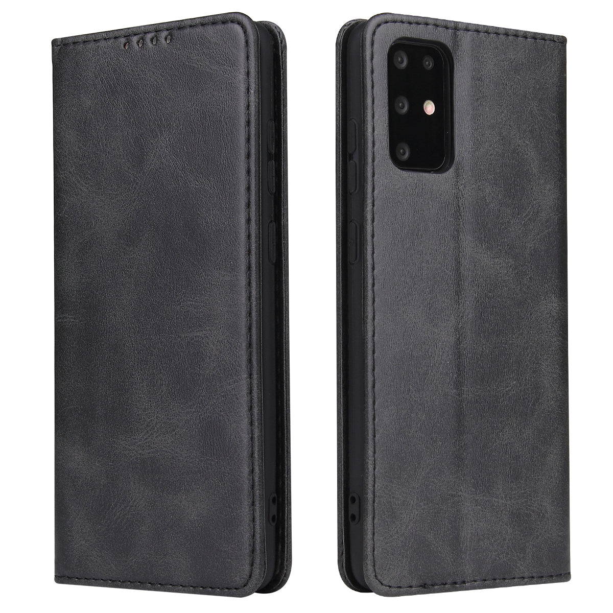 Business Style Auto-absorbed Leather Wallet Mobile Phone Case for Samsung Galaxy S20 4G/S20 5G - Black