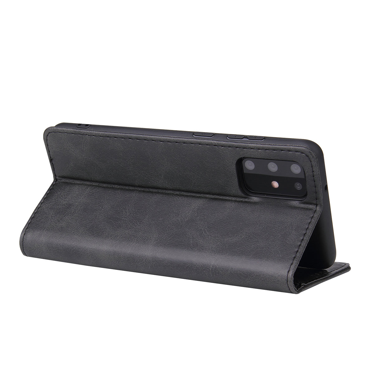 Business Style Auto-absorbed Leather Wallet Mobile Phone Case for Samsung Galaxy S20 4G/S20 5G - Black