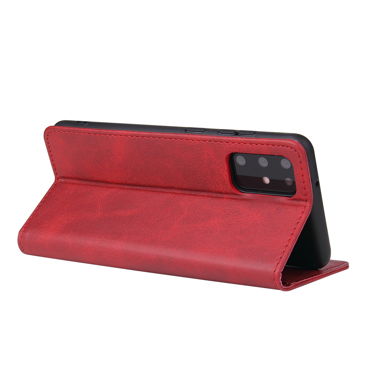 Business Style Auto-absorbed Leather Wallet Mobile Phone Case for Samsung Galaxy S20 4G/S20 5G - Red