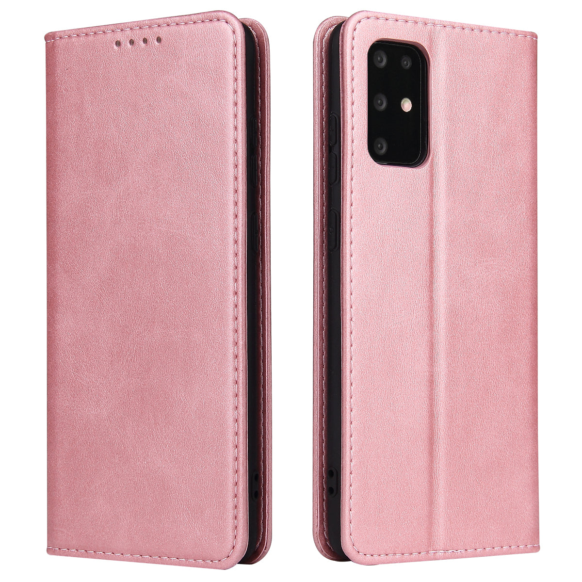 Business Style Auto-absorbed Leather Wallet Mobile Phone Case for Samsung Galaxy S20 4G/S20 5G - Rose Gold