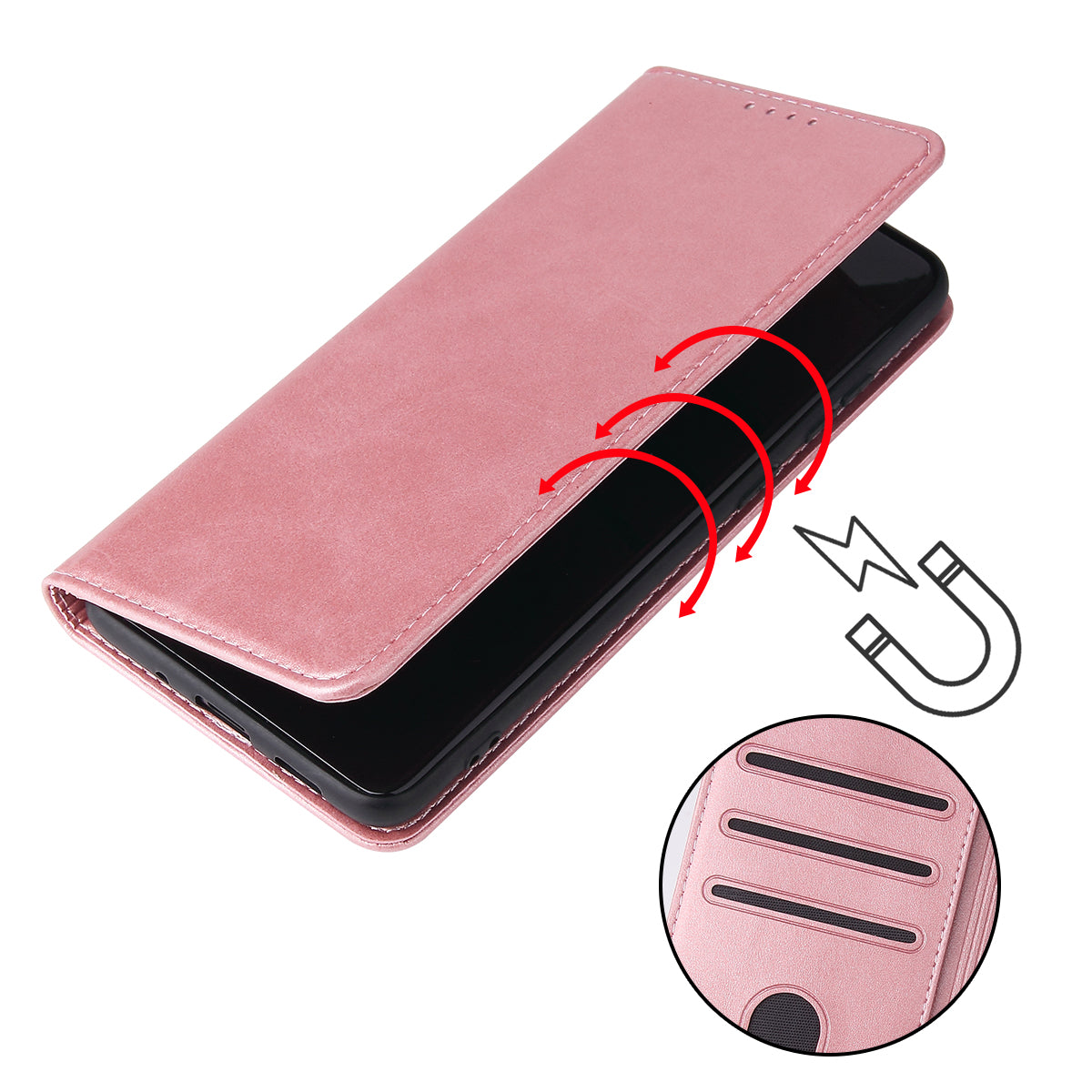 Business Style Auto-absorbed Leather Wallet Mobile Phone Case for Samsung Galaxy S20 4G/S20 5G - Rose Gold