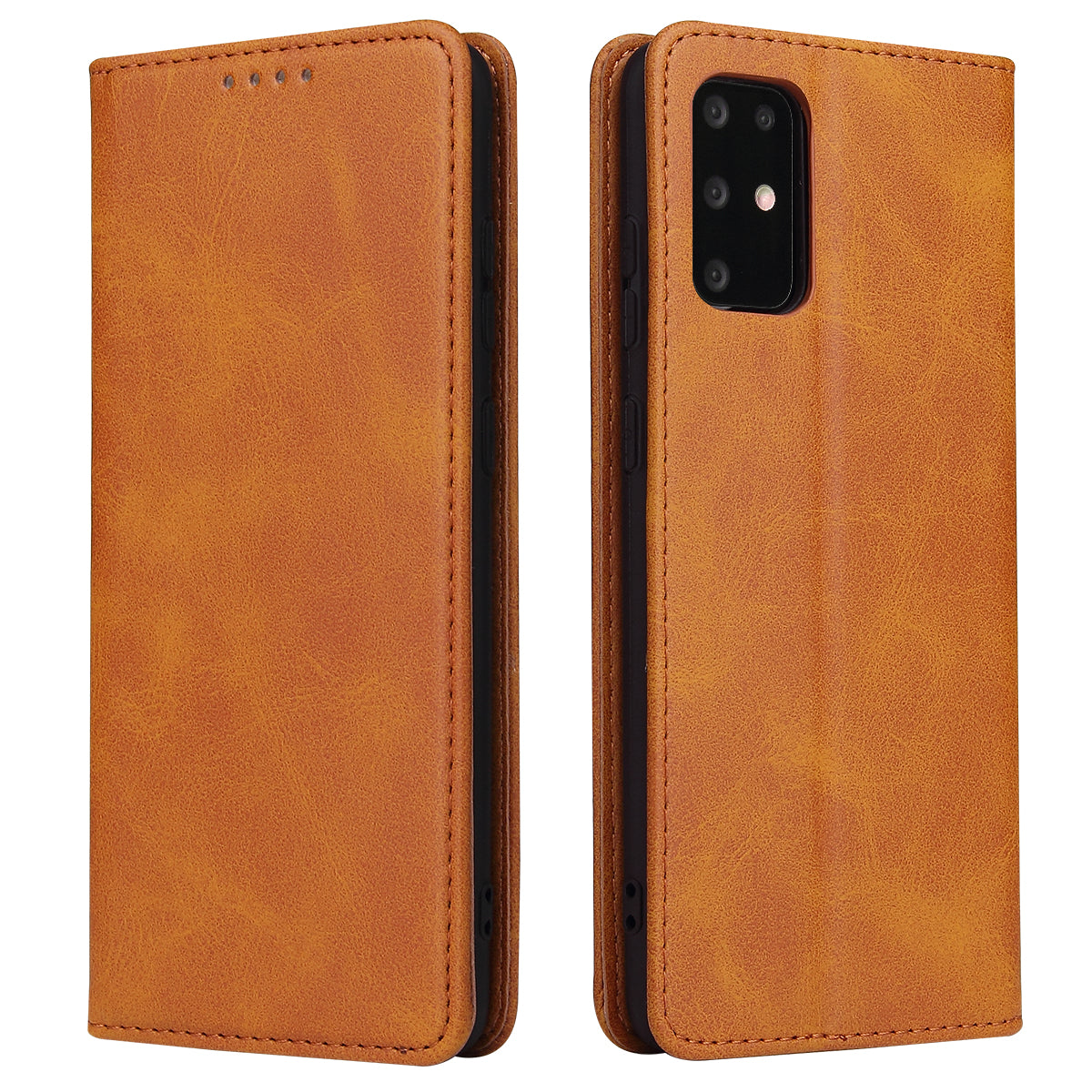 Business Style Auto-absorbed Leather Wallet Mobile Phone Case for Samsung Galaxy S20 4G/S20 5G - Brown