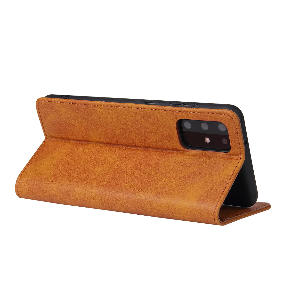 Business Style Auto-absorbed Leather Wallet Mobile Phone Case for Samsung Galaxy S20 4G/S20 5G - Brown