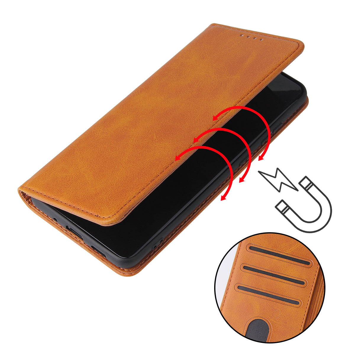 Business Style Auto-absorbed Leather Wallet Mobile Phone Case for Samsung Galaxy S20 4G/S20 5G - Brown