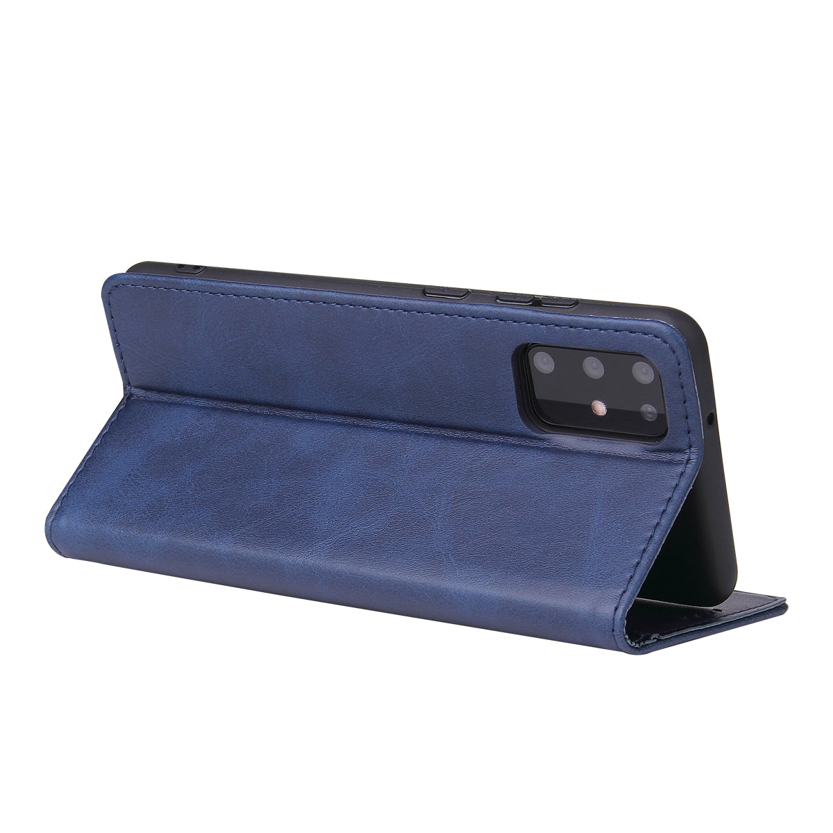 Business Style Auto-absorbed Leather Wallet Mobile Phone Case for Samsung Galaxy S20 4G/S20 5G - Blue