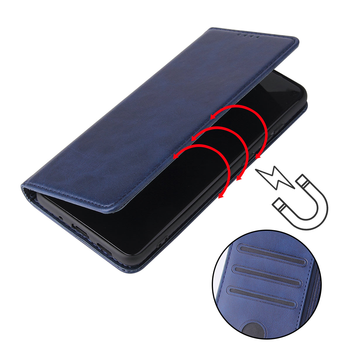 Business Style Auto-absorbed Leather Wallet Mobile Phone Case for Samsung Galaxy S20 4G/S20 5G - Blue